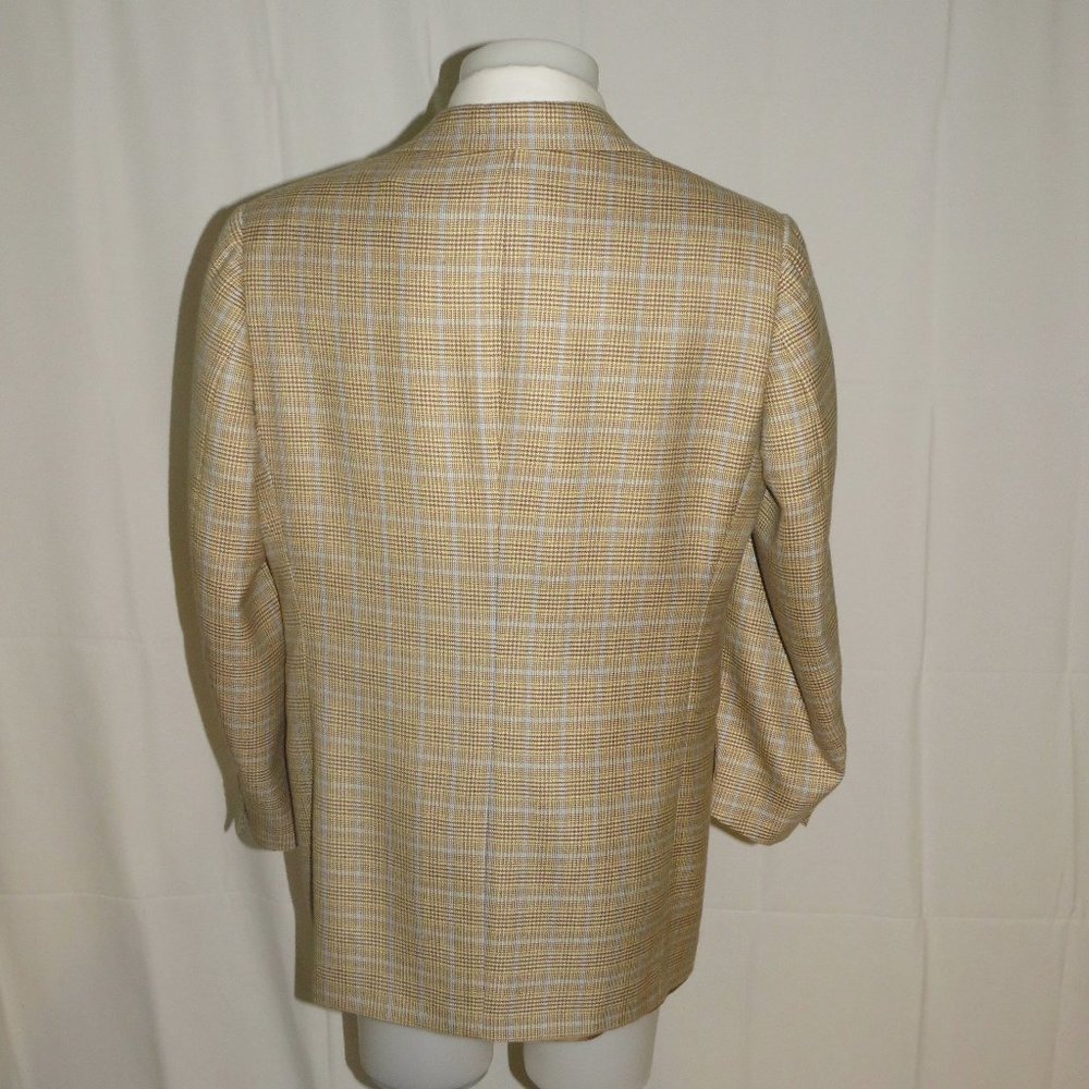 Leonard Logsdail Savile Row Bespoke Tan Plaid Two… - image 7